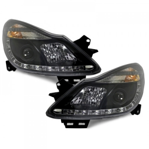 LED Tagfahrlicht-Optik-Scheinwerfer Opel Corsa D 06-11 schwarz - immagine 2