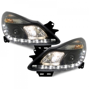 LED Tagfahrlicht-Optik-Scheinwerfer Opel Corsa D 06-11 schwarz - immagine 3