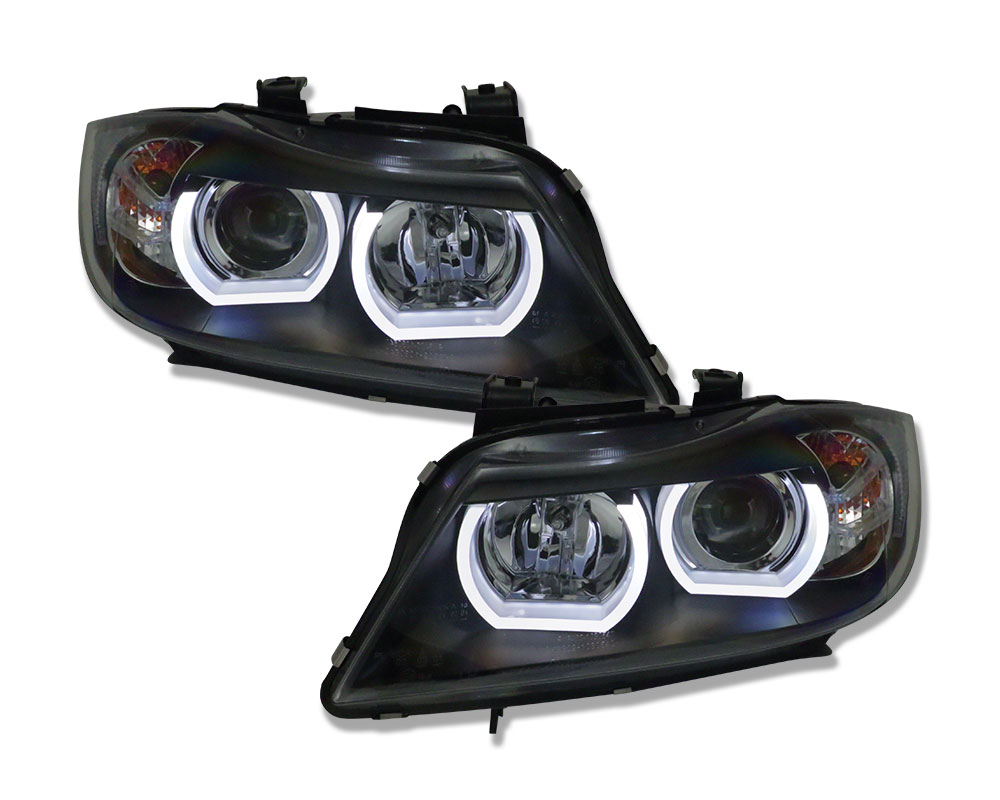 Scheinwerfer mit 3D LED Standlichtringen BMW 3er E90/E91 05-08 schwarz für  Modelle mit Xenon - litec innovations