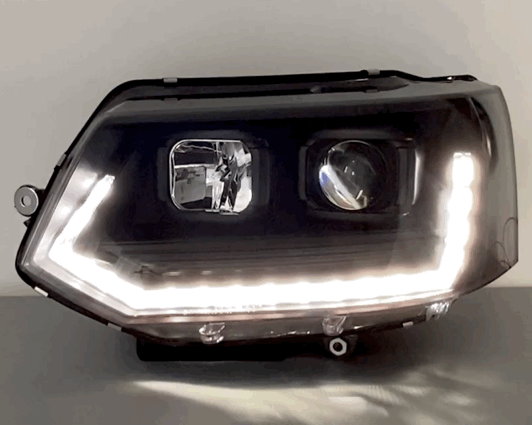 LED Tagfahrlicht-Scheinwerfer VW T5 GP 09-14 schwarz mit dynamischem Blinker  - litec innovations