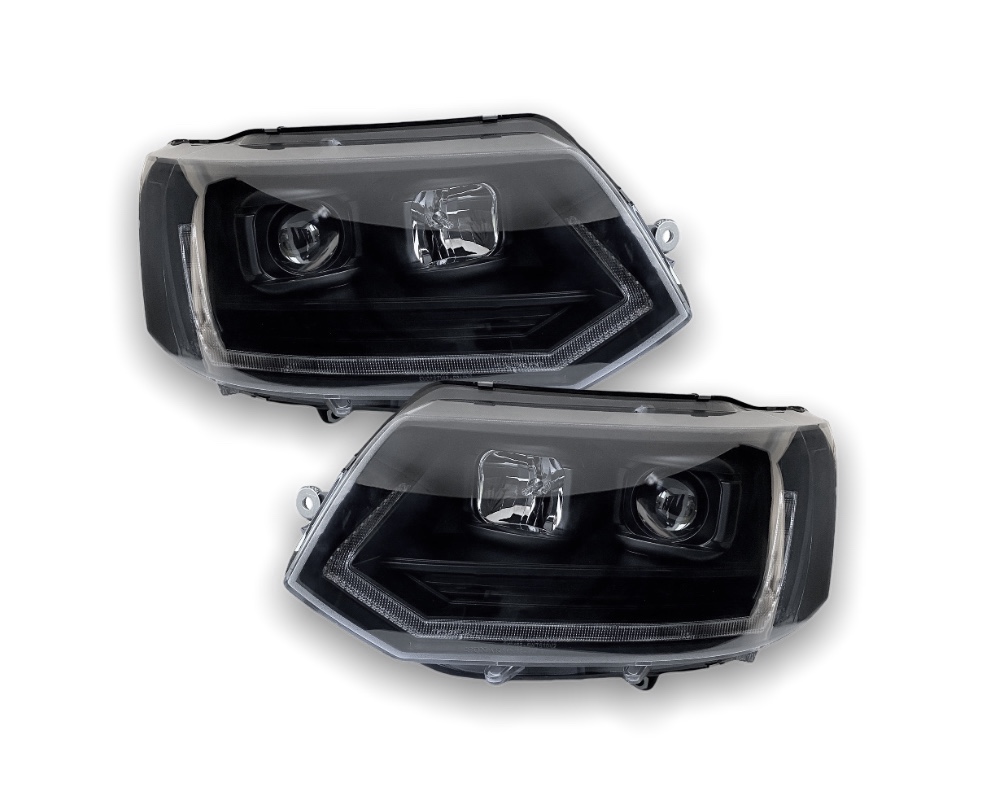 LED Tagfahrlicht-Scheinwerfer VW T5 GP 09-14 schwarz mit dynamischem Blinker  - litec innovations