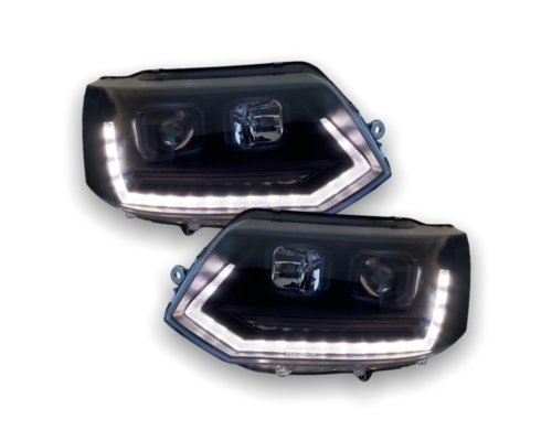 Voll LED Rückleuchten für VW T5 2003-2015 schwarz grau Laufblinker  Flügeltürer