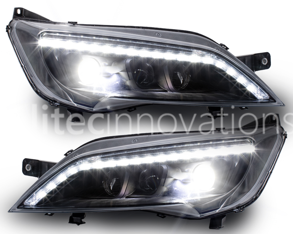 VOLL LED Tagfahrlicht Scheinwerfer Fiat Ducato, Jumper, Boxer, Wohnmobil ab  2014 schwarz mit dynamischem Blinker - litec innovations