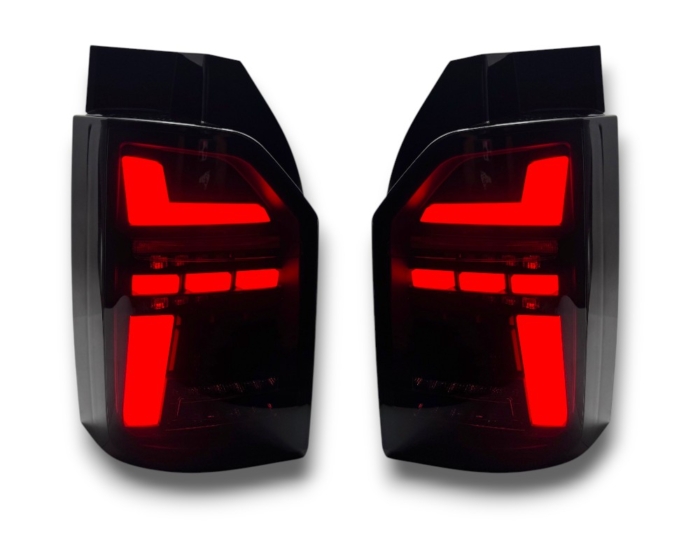 Feux arrière à LED VW T6 2015-19 look T6.1 hayon avec clignotant dynamique rouge/fumé