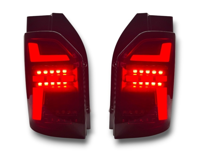 LED Rückleuchten VW T6 2015-19 im T6.1 Look Heckklappe mit dynamischem Blinker rot/rauch – Image 5