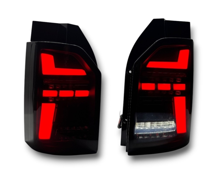 LED Rückleuchten VW T6 2015-19 im T6.1 Look Heckklappe mit dynamischem Blinker rot/rauch – Image 2