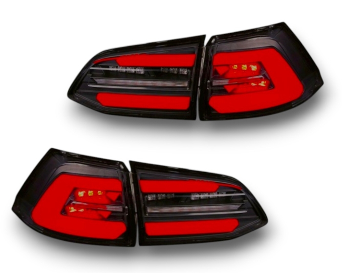 VOLL-LED Rückleuchten VW Golf 7 VII Variant/Kombi 12-17 schwarz/rauch mit dynamischem Blinker und roter Lightbar für Original Halogen - Imagen 4