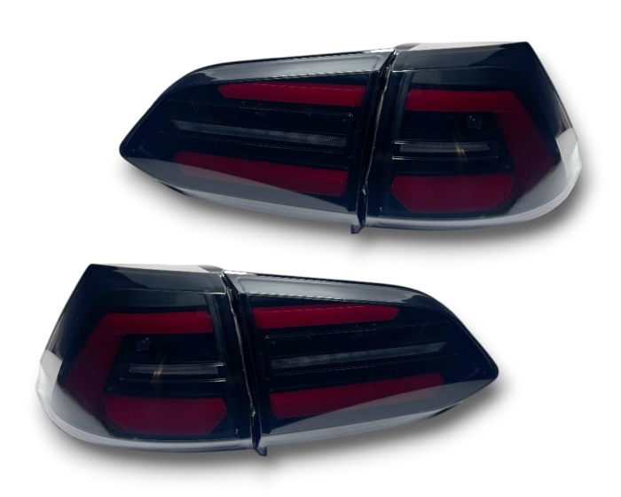 VOLL-LED Rückleuchten VW Golf 7 VII Variant/Kombi 12-17 schwarz/rauch mit dynamischem Blinker und roter Lightbar für Original Halogen - Imagen 3