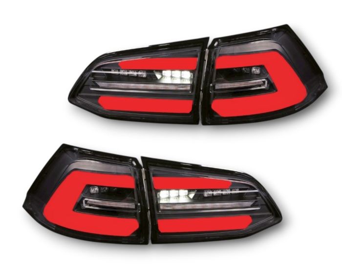VOLL-LED Rückleuchten VW Golf 7 VII Variant/Kombi 12-17 schwarz/rauch mit dynamischem Blinker und roter Lightbar für Original Halogen - Imagen 5