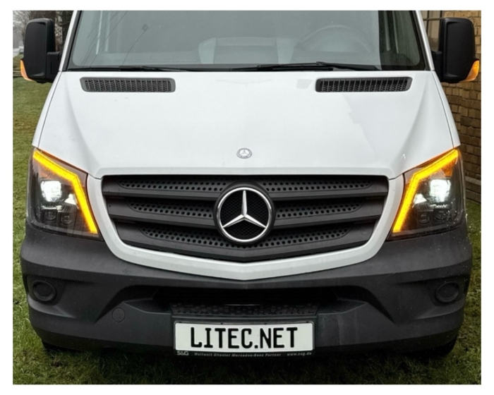 FULL LED faróis de luz de circulação diurna Mercedes Benz Sprinter W906 MOPF/camper vans 2013-2018 preto com indicador dinâmico - Imagem 2