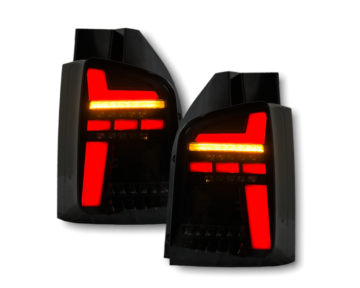 FULL LED tail lights VW T5.2 GP 09-15 tailgate in T6.1 look with dynamic indicators black/smoke/red - Image 3