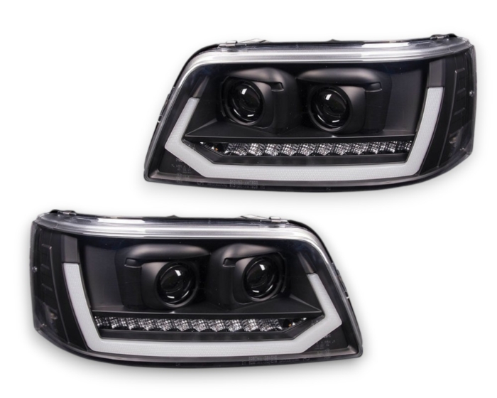 VOLL LED Tagfahrlicht-Scheinwerfer VW T5.1 03-09 mit dynamischem Blinker schwarz - Image 3