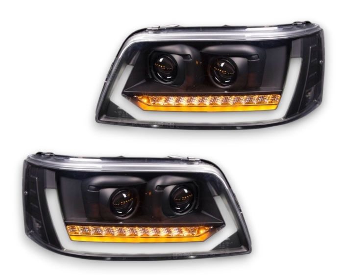 VOLL LED Tagfahrlicht-Scheinwerfer VW T5.1 03-09 mit dynamischem Blinker schwarz - Image 4